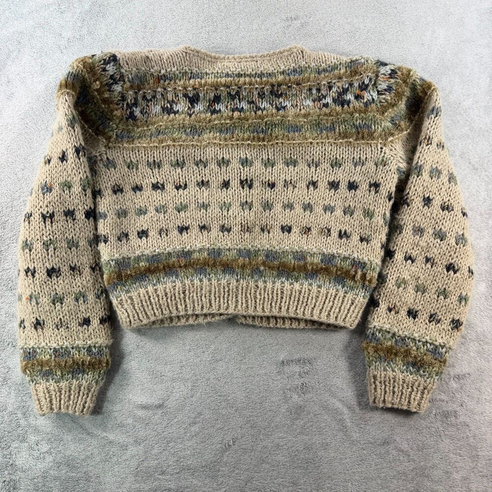 Vintage Liz Claiborne Womens S Wool Blend Textured Knit Cropped Cardigan Korea - Picture 2 of 9